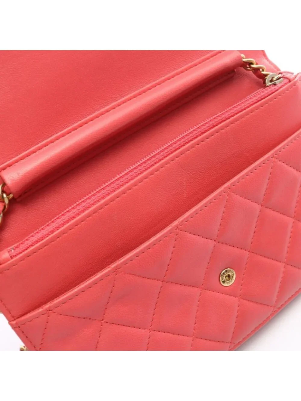 Chanel Shoulder Bag Quilted Icon Charm Pink Lambskin Chain Wallet